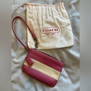 Vintage Coach 100% leather pink and white wristlet